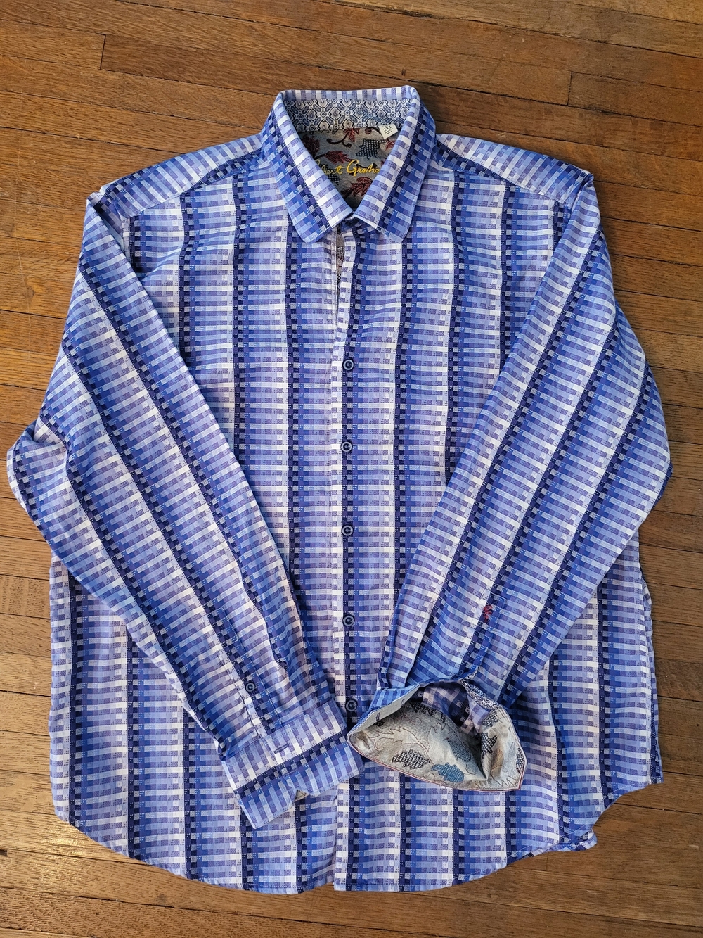 Robert Graham Blue Plaid-Stripe Button-Down Shirt